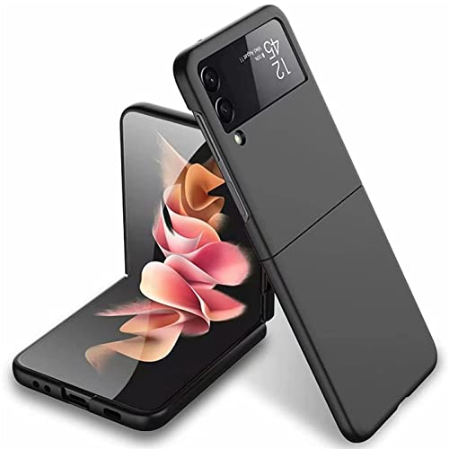 Verco Kompatibel mit Samsung Galaxy Z Flip 3 Hülle, Matte Rückschale Schutzhülle für Samsung Z Flip 3 5G Case Silikon Handyhülle - Schwarz