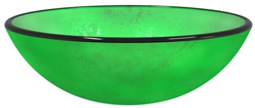 vidaXL Lavabo Baño Fregadero Tocador Cocina Inodoro Hoteles Restaurantes Familia Hogar Lavamanos Redondo sobre Encimera de Vidrio Templado Verde