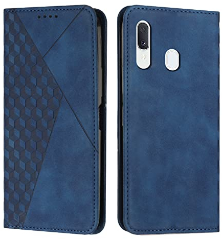 KOUYI Coque pour Samsung Galaxy A20e / A10e, Premium Flip Housse Étui Protection Rabat Clapet Portefeuille Phone Cover Magnétique [Porte Cartes] Antichoc Béquille Cover (Bleu)