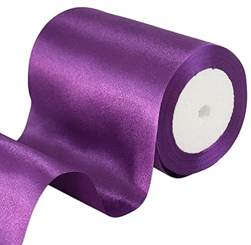 POPOYU 23m Geschenkband Dunkellila Breit,Satinband 10cm Breit,Geschenk Schleife XXL,Breites Band Dunkellila,Riesen Geschenkschleife,Geschenkschleife Auto xxl für Verpacken von Geschenken Weihnachten