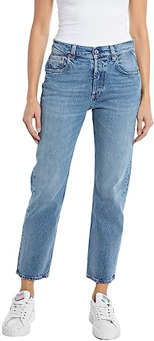 Replay Damen Jeans Maijke Straight-Fit Rose Label aus Comfort Denim, Medium Blue 009 (Blau), 32W/30L