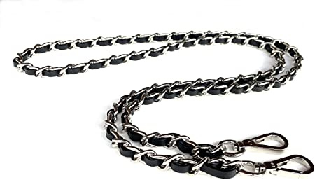YESIKIMI Ersatz-Kettenriemen aus echtem Rindsleder, kompatibel mit Chanel-Geldbörse, 119,4 cm, silber, Small