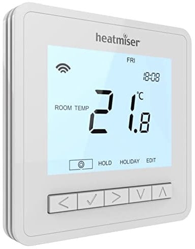 Heatmiser NeoAir V3 Smart Wireless Programmable Room Thermostat for Use with RF Switch UH8-RF NeoHub (Glacier White)