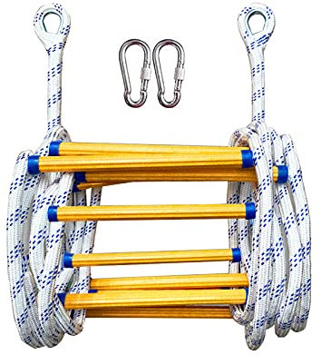 Rope Ladder Escape Ladder 3m 5m 8m Safety Ladder Wear-resistant Reinforced Non-slip Soft Emergency Fire Escape Rope Ladder with Hooks for Kids Adults Window and Balcony(Size:20m) Double the comfort