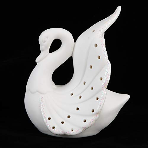 Dioche Schwanen-Deko-Lampe Schwanen-Deko-Lampe Keramik Schöne Zarte LED Schwanenlicht Keramik-Deko-Lampe für Schlafzimmer Bücherregal mit Batterie(B) (Modell XS30103-1)