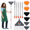 Trapeador de limpieza triangular, trapeador de limpieza de pared de techo de mango largo de 85 pulgadas con 6 cabezales de fregona reemplazables, limpiador de polvo giratorio de 360°, herramienta de