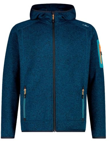 CMP Herren Giacca In Da Uomo Con Cappuccio Fisso Knit-Tech Jacke Mit Fester Kapuze, Bluesteel-anthrazit, 56 EU