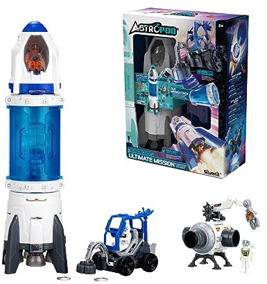 Silverlit- Astropod by Pack Ultimate Cohete y Conector-Tema Universo y Espacio-Construcción y Experimentos-Desde 6 Años, 80341, Blanco y Azul