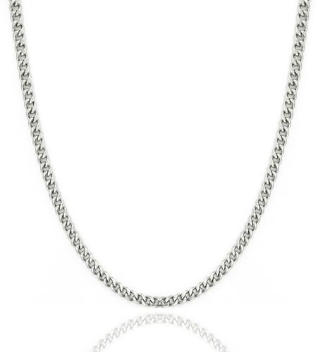 LOCCY Herren Damen Panzerkette Halskette, 3,5/5/6/7/8mm breit Edelstahl Silber Panzerkette Gliederkette Kette Silberkette Hip-Hop Kette Halskette Länge 46-66cm (Silber-7MM Breit, 46.00)