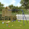Homgoday Spielturm Klettergerüst für Kinder Garten-Klettergerüst mit Schaukel und Rutsche Stelzenhaus Holzrahmen Kletterturm für Garten Garten Spielplatz Imprägniertes Kiefernholz