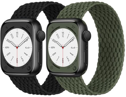 Joehwerr Correa trenzada Solo Loop sin hebilla para Apple Watch de 38 mm, 40 mm, 41 mm, 42 mm, 44 mm, 45 mm, 49 mm, para mujeres y hombres, correa deportiva de nailon suave y ligera para iWatch Series