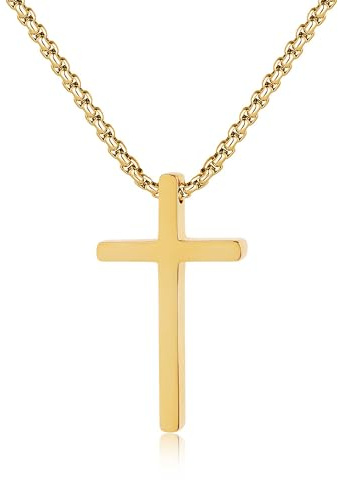 GAVU Herren Kreuz Anhänger Halskette Jesus Kreuz Kette Gold Silber Schwarz Herren Damen