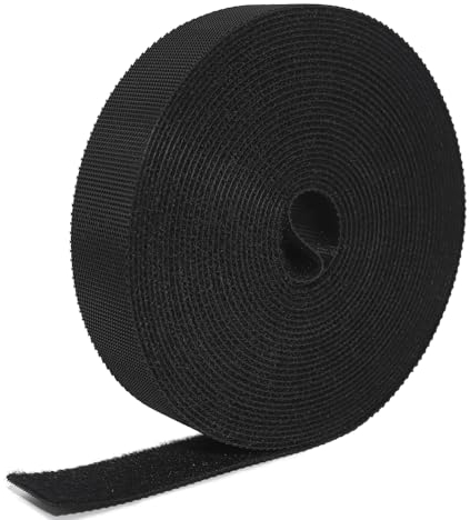 Fascette Riutilizzabili, 5m x 2cm Lunghe Fascette per Cavi Regolabili Nere, Fascette Fermacavi per Gestione Cavi, Liberi di Tagliare Fascette Nylon per 5m Fascette in nero, richiudibile, fascette
