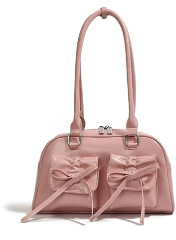 Lamala Y2k Ita Bag Borsa a mano alla moda in pelle PU ascellare singola borsa a tracolla, adatta per ragazze e donne con tinta unita grande capacità (17 x 30 x 10 cm)., rosa