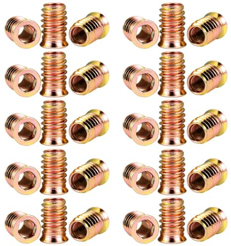 Reccisokz 30 Pièces m6 Rivet De Fil En Bois,Insert De Filetage En Bois En Acier Au Carbone Galvanisé Avec Écrou à Six Pans Creux Hexagonal Pour Vis Sans Tête Pour Meubles En Bois