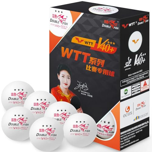 DOUBLE FISH Tischtennisbälle, Weiß, 3 Sterne, WTT Smash, offizielles 40+ Tischtennisbälle, ITTF-Zulassung, professioneller Tischtennisball, Liu Shiwen empfohlener Tischtennisball für Training und