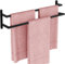 JIAPAIDUO Doppelter Handtuchhalter, 61 cm, Handtuchhalter für Badezimmer, Edelstahl, Doppel-Badetuchstange, Wandmontage, Handtuchhalter, Handtuchstange für Wand, Küche (Mattschwarz)