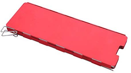Parabrisas de Estufa de Campamento, Accesorios de Cocina para Acampar con Ranura Inferior, Aleación de Aluminio Plegable de 8 Placas para Acampar (Rojo Duro)