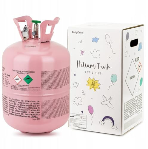 Cilindro de helio - Para inflar globos de látex y papel de aluminio - Botella de helio para [50 globos] (rosa, 0,36 m3)