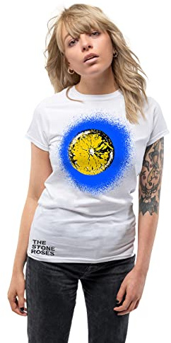 Rock Off officially licensed products The Stone Roses T Shirt Blue Lemon Oasis Manchester Womens Skinny M