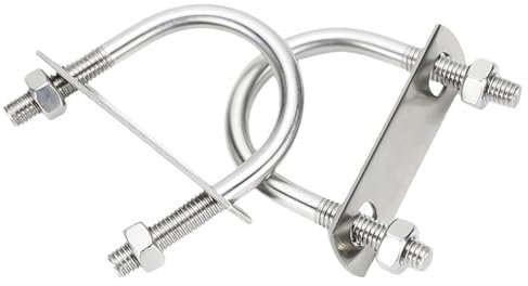 Lot de 2 boulons à étrier en U M10 x 76 mm en acier inoxydable Vis à étrier en forme de U Étrier fileté avec écrou, plaque en U, colliers de serrage pour tuyau de voiture, remorquage