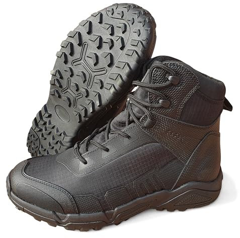 CluCluC INSIGNIA - Stivale da Polizia da 6 Ultra leggero | Orma largo | Suola antiscivolo e anti-perforazione | Fibbie Fast | Soletta in PU elastica in 3D | 37-47 EU, Nero , 40 EU Ancho