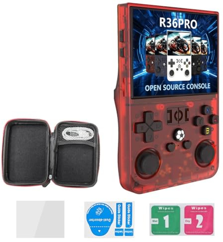 Lbvzxkad Consola de Juegos Retro Portátil R36PRO de 128 GB y Pantalla HD de 3,5 Pulgadas, Reproductor de Vídeo Portátil de Bolsillo Compatible con para Más de 30 Emuladores e