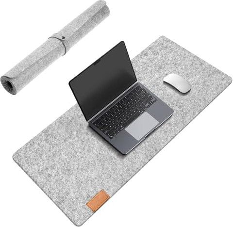 shinfly Schreibtischunterlage Filz, 80X40cm, Schreibtisch Unterlage, Rutschfester Desk Mat, Office-Desktopschutz, Schreibtischmatte für Homeoffice Ausstattung (Grau)