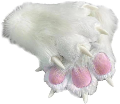 Keuyeo Pelzige Tierkrallen-Handschuhe, Cosplay-Tier-handflächenhandschuhe, Tragbare Pelztier-Pfoten-Handschuhe, Halloween-Cosplay-Requisiten