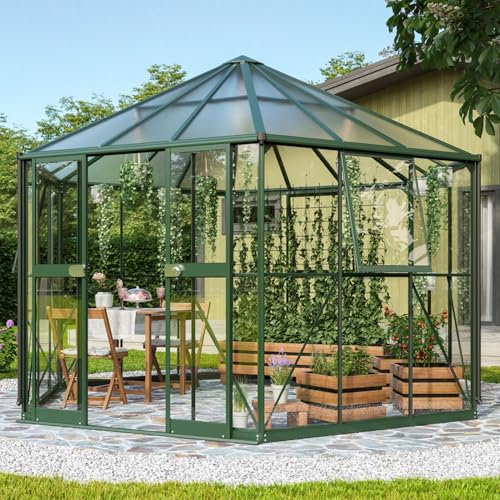 Vitavia Gewächshaus Pi 9000, smaragd, 3 mm ESG | Wetterfestes & stabiles Treibhaus | Perfekt für Gemüse & Pflanzen | Robust & langlebig