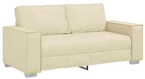 vidaXL Zweisitzer-Sofa Creme 180 cm Kunstleder | Minimalistischer Look, der überall passt, Gepolsterte Unterstützung zum Entspannen, Hochwertiger Stoff und Stahlrahmen