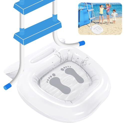 Jarquia Bassin gonflable pour pieds de piscine, bassin de trempage pliable pour les pieds pour piscine, baignoire pliable pour échelle d'entrée (blanc)