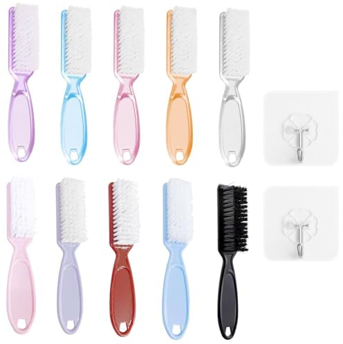 10 Pieces Dust Brushes And 2 Pieces Hooks, Nail Art Tools, Nail Cleaning Brushes, Nail Care Supplies.