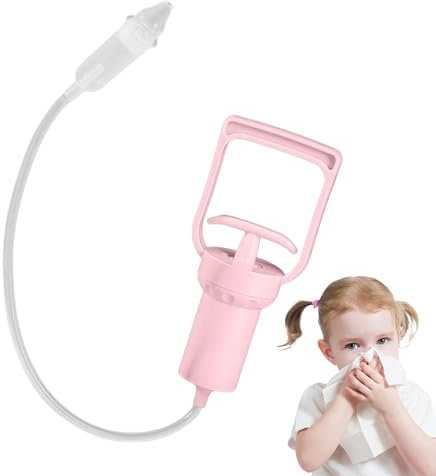 Nasensauger Baby Staubsauger, Tragbarer Baby Nasensauger, Nasenreiniger mit Weichem Saugkopf, Nasenpumpe Verstopfungsentlastung, Nasensekretsauger für Babys, Kinder und Erwachsene (Rosa, l)