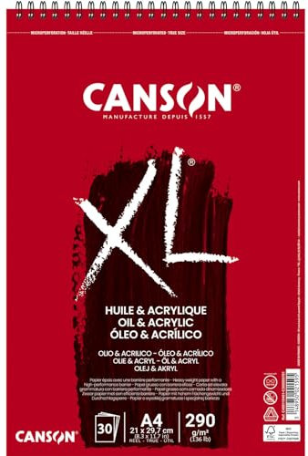NEU Canson XL Oil Acrylic Spiralblock, DIN A4, 30 Blatt, 290 g/m²