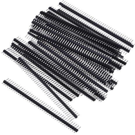 50Pcs 2.54mm Single Row Pin Headers: Single Row 40 Pin Breakaway PCB Board Header Pins Connector Male and Female Header Kit for Arduino - Ideal for Prototype Shield and DIY Electronics