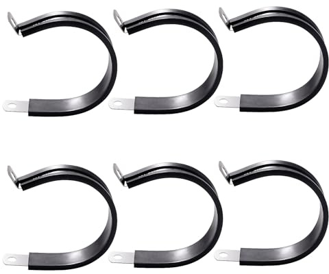 YYIGVMO 6 Pezzi 50mm Clip a P Rivestite in Gomma, Fascette Stringitubo in Gomma, Morsetto a P in Acciaio Inox 304, per Fissare Tubi e Cavi