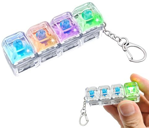 TaimeiMao Tastatur-Schlüsselanhänger mit LED-Licht – Klickbarer Fidget-Clicker für Erwachsene zum Stressabbau, Mini-Tastatur als Sensorik-Spielzeug, Büro- und Reisebegleiter