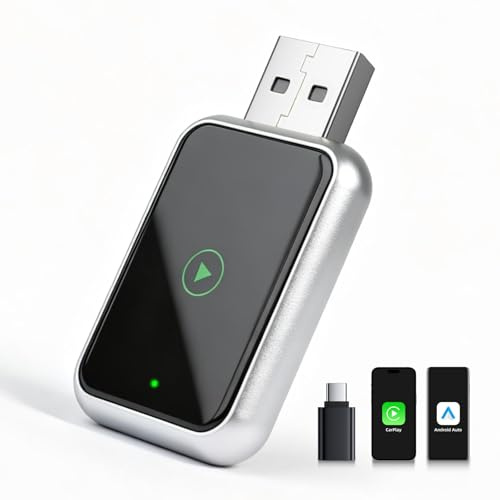 LINGHUANG Wireless Carplay Adapter & Android Auto Wireless Adapter for Apple iPhone, Upgrade von Wired auf Wireless, Schnelle Stabile Verbindung, Plug & Play, Kompatibel mit iOS 10+ & Android 11+
