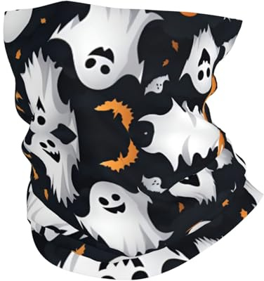 Cute White Ghost Halloween Pattern Print Face Mask Cover Cold Weather Scarf Gaiter Scarf Windproof Winter Neck Warmer For Men And Women