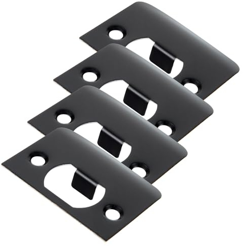 Vaguelly Kit 4 Plaques de Porte en Acier Inoxydable Noir, Renfort Serrure D-type pour Alignement de Serrure, Adapté aux Portes D'entrée et Usage Professionnel ou Domestique