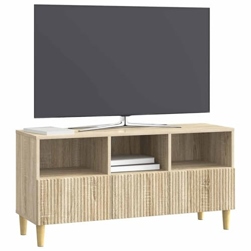 vidaXL TV-Schränk Sonoma-Eiche 102 x 34,5 x 50 cm Holzwerkstoff, Wohnzimmer, Vintage TV-Ständer, rechteckiges Möbelstück, moderner Lowboard, viel Stauraum, Deko für Entertainment