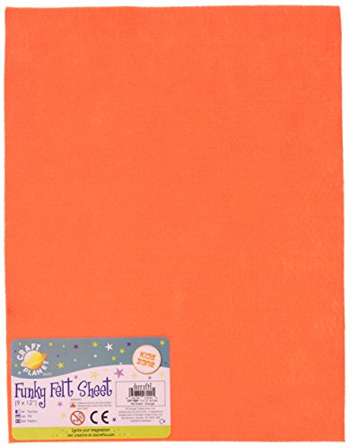 craft Planet 9 x 12 Acrylic Felt, Orange, Coloured Square Sheets, Felt Crafting Fabric, Stick With Glue Adhesive Pritt Stick, For Sewing, Patchwork