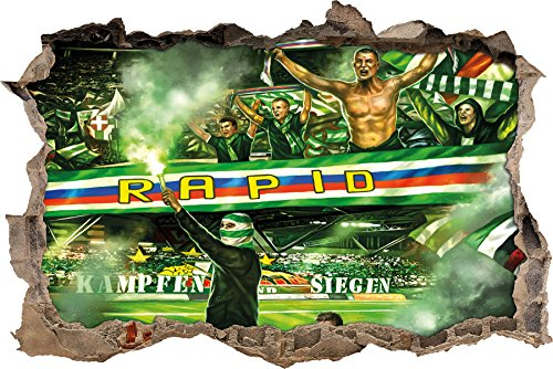 Ultras-Art Rapid kämpfen und Siegen, 3D Wandsticker Format: 92x62cm, Wanddekoration