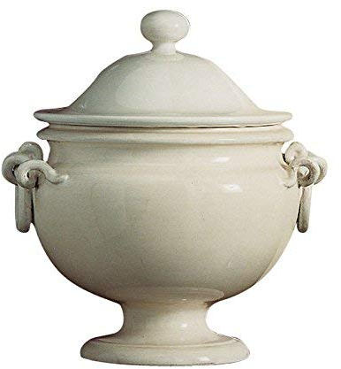 Dafne Italian Design Zuppiera in ceramica artistica di Castelli color bianco anticato, Dimensioni: h cm 33 � cm 30