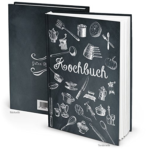 Logbuch-Verlag Eigenes leeres Rezeptbuch zum Selbstgestalten A5 schwarz weiß Kochbuch Geburtstag Geschenkidee für Hobbyköche