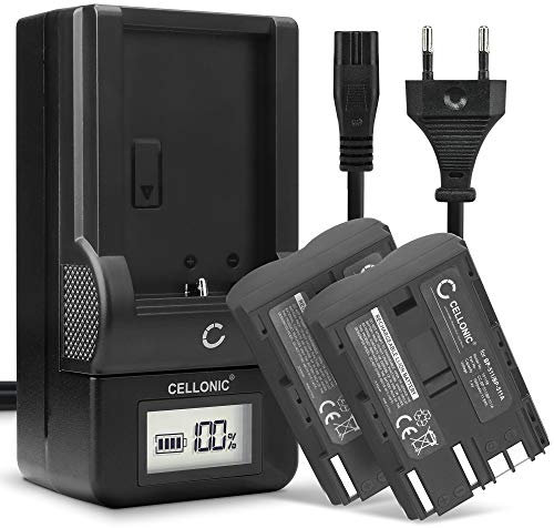 CELLONIC, Batterie pour Caméra Compatible avec Canon BP-511, EOS 40D, 50D, 5D, 300D (7.4V, 1600mAh) 2 Pièces + Chargeur
