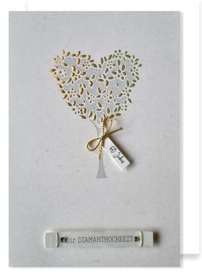Diamanthochzeit Karte 60 Hochzeitstag Grußkarte Zur Diamanthochzeit Applikation 17x11cm