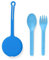 Omie OmieBox - Juego de utensilios para niños con funda, 2 piezas de plástico, tenedor y cuchara reutilizables con vaina para niños (azul)