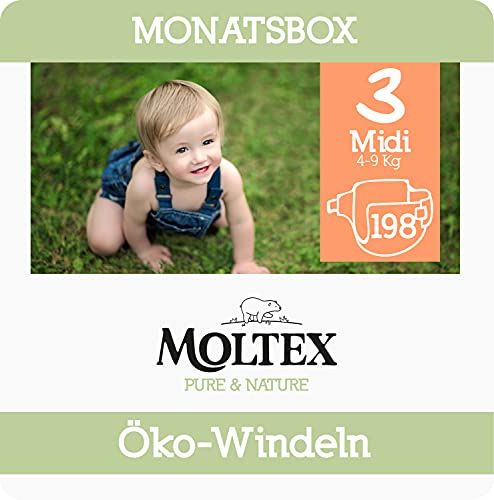 Moltex Pure & Nature Öko Windeln Größe 3 Midi (4-10 kg) Monatsbox 198 Bio Windeln